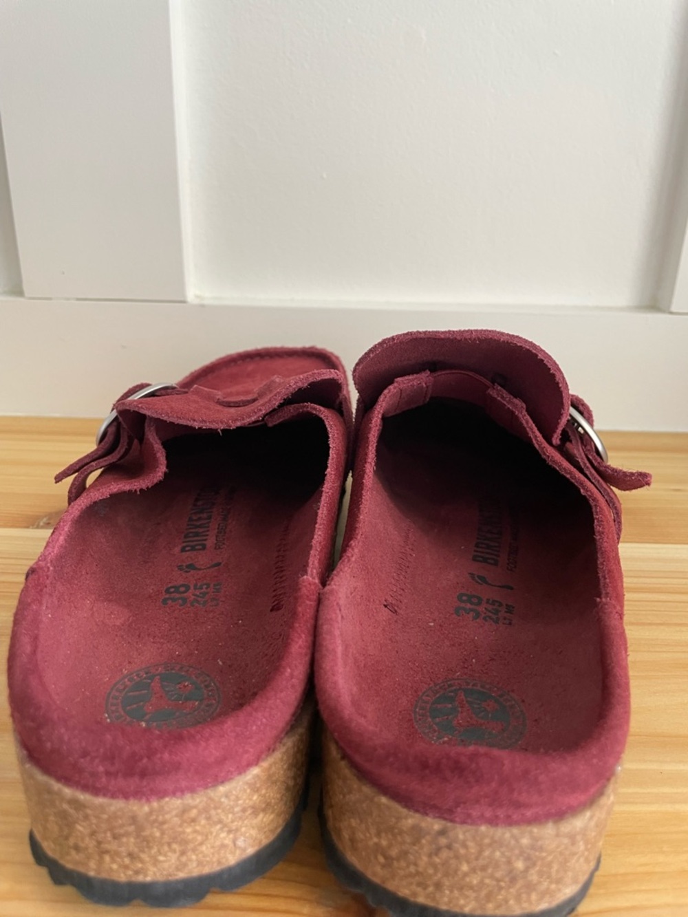 Birkenstock Burgundy Suede Slip-On Mule with Buckle - Picture 5 of 6